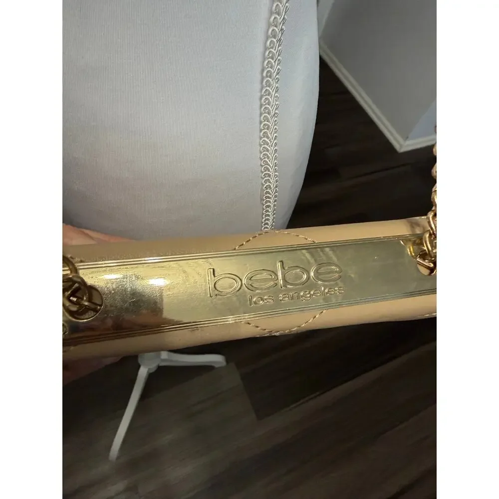 Y2K Bebe quilted nude Crossbody chain strap flap closure storage chic glamorous